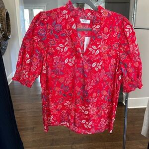 NWT Red floral blouse - size med